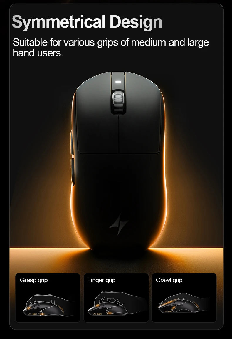 ATK Dragonfly A9 Ultra Wireless Gaming Mouse PAW3950, Tri-Mode 8K Gaming Mouse, Ultra-Lightweight Ergonomic Esports Mouse for FPS Gaming