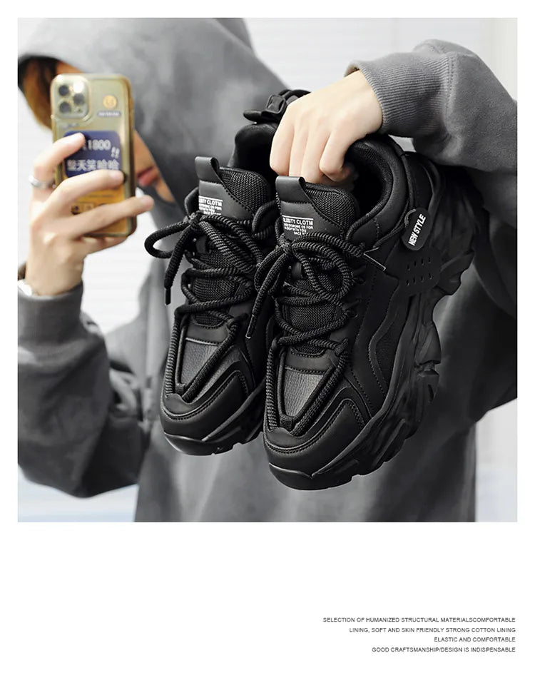 Men's shoes, seasonal leather trend, soft sole, sports running shoes, campus style, casual and versatile, fashionable dad shoes