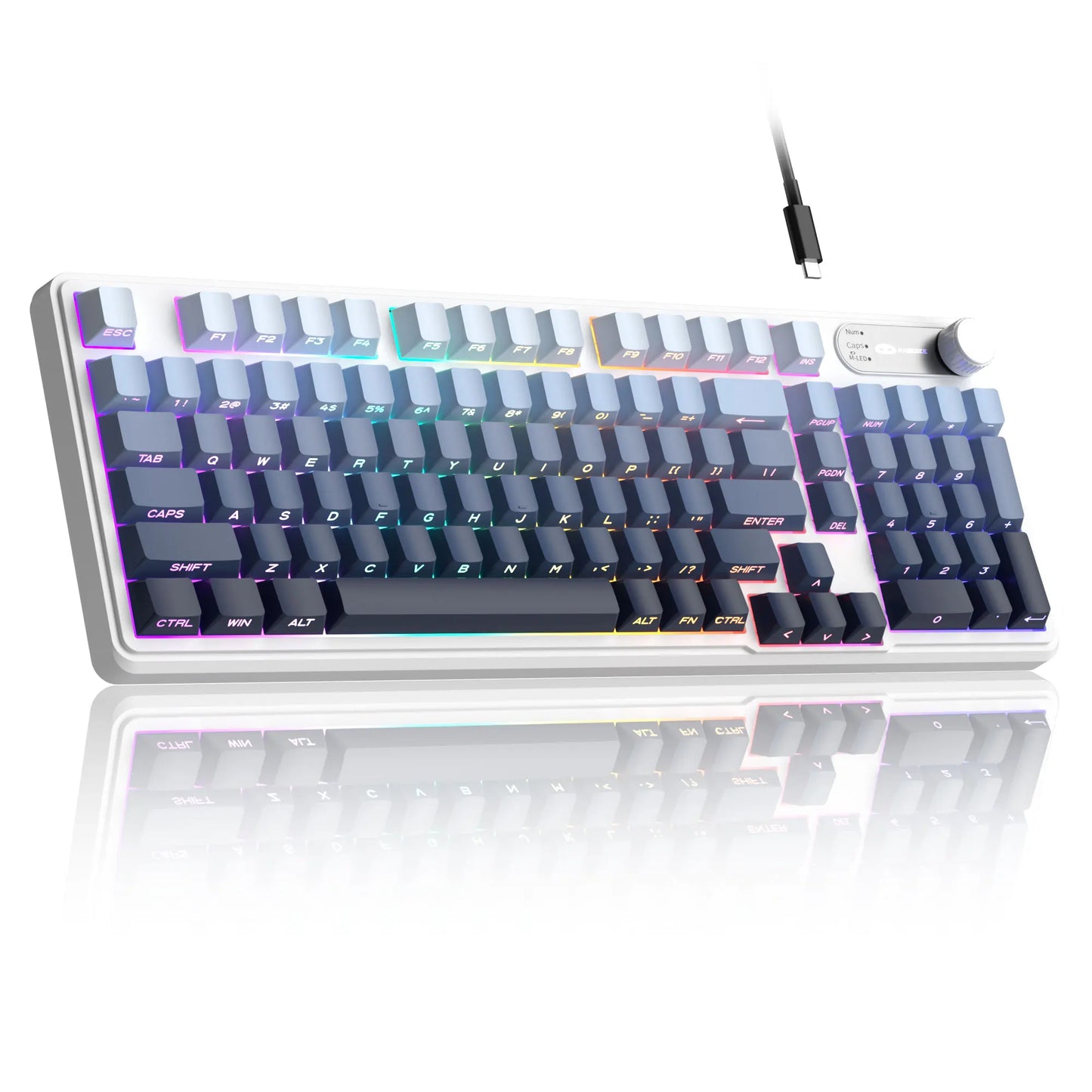 Magegee GK960 Membrane Keyboard Wireless 2.4G BT 98 Keys ABS Side Engraved Keycaps Adjustable RGB Lights for Office Game Windows