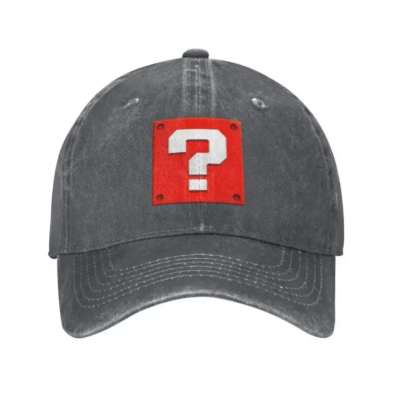 Casquette de baseball personnalisée, style Cartoom, avec motif « Question Block », pour femmes et hommes, ajustable, unisexe, en coton, style « Dad Hat », casquettes Snapback performantes
