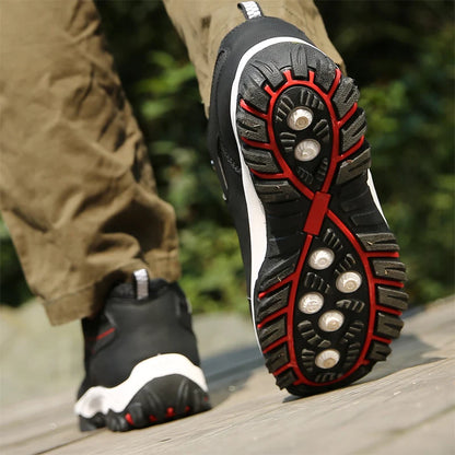 Autumn And Winter Models, Men's Waterproof Hiking Shoes, Outdoor PU Leather Sports Shoes, Wear-Resistant,  Walking, Tactical
