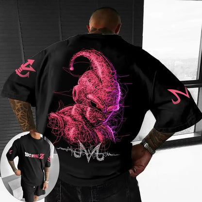 Summer 2026 Dragon Ball oversized T-shirt with power cord, Little Goku, artistic print, neutral casual Y2K