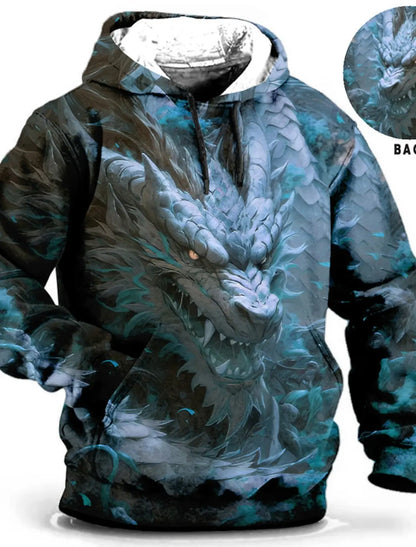 Chinese New Year Dragon Hoodie Mens Graphic Animal Prints Daily Classic Casual 3D Pullover Streetwear Hoodies Long Sleeve Hooded