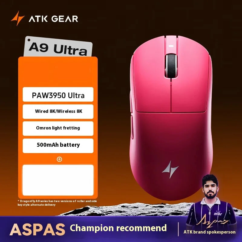 Rato Gaming Sem Fios ATK A9 Plus A9/A9 SE/A9 Pro Tri-Mode 8K Leve A9 Ultimate E-sports PC Presente Personalizado