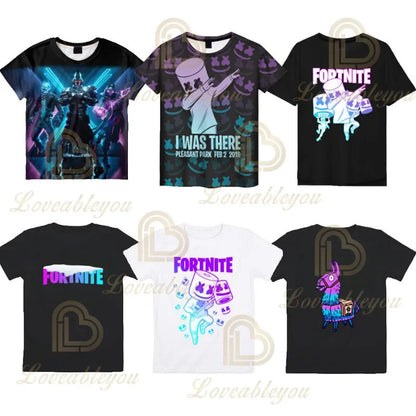 T-shirt Cartoon Fortnite para Rapazes e Raparigas, Battle Royale 3D, 3 a 14 Anos, Victory Royale, Top de Jogo para Criança e Roupa Teen