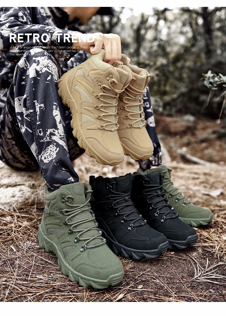 Botas Táticas de Combate Melhoradas para Homem, Calçado Outdoor de Treino, Campismo, Antidesgaste, Resposta Rápida, Caminhada, Pesca e Caça
