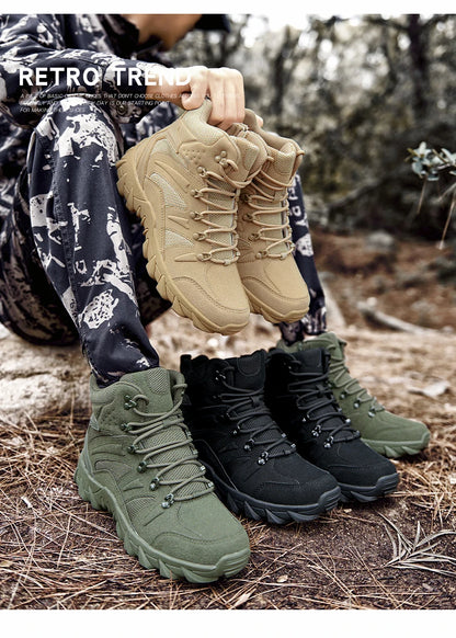 Botas Táticas de Combate Melhoradas para Homem, Calçado Outdoor de Treino, Campismo, Antidesgaste, Resposta Rápida, Caminhada, Pesca e Caça