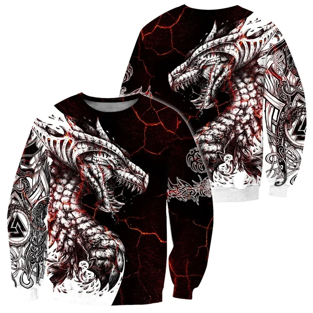 Black & White Tattoo Dragon 3D Printed Men Hoodies Sweatshirt Unisex Streetwear Zipper Pullover Casual Jacket Tracksuits KJ0192
