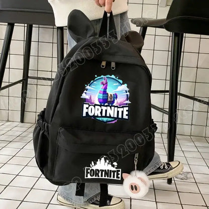 New Fortnite Cartoon Backpack Boy Girl Casual Schoolbag Large Capacity Student Bag Rabbit Ears Travel Backpack Stationery Gift