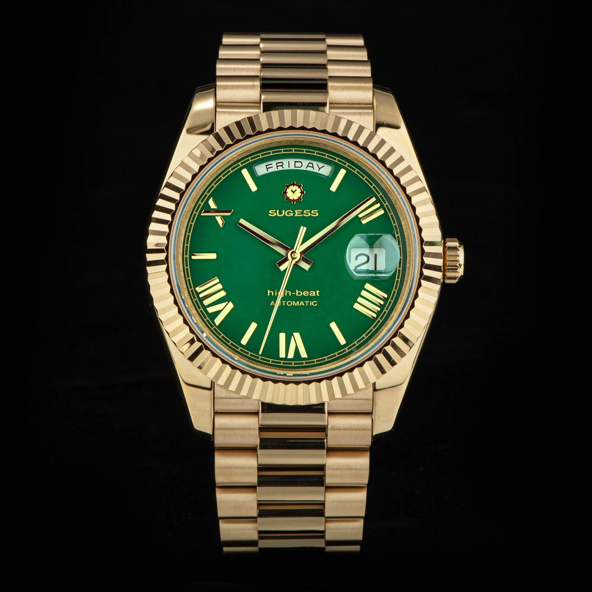 Sugess 40mm Men's Watches Automatic Date Mechanical Day Wristwatch Peacock SL3034 Movement Sapphire Waterproof Luxury Retro New