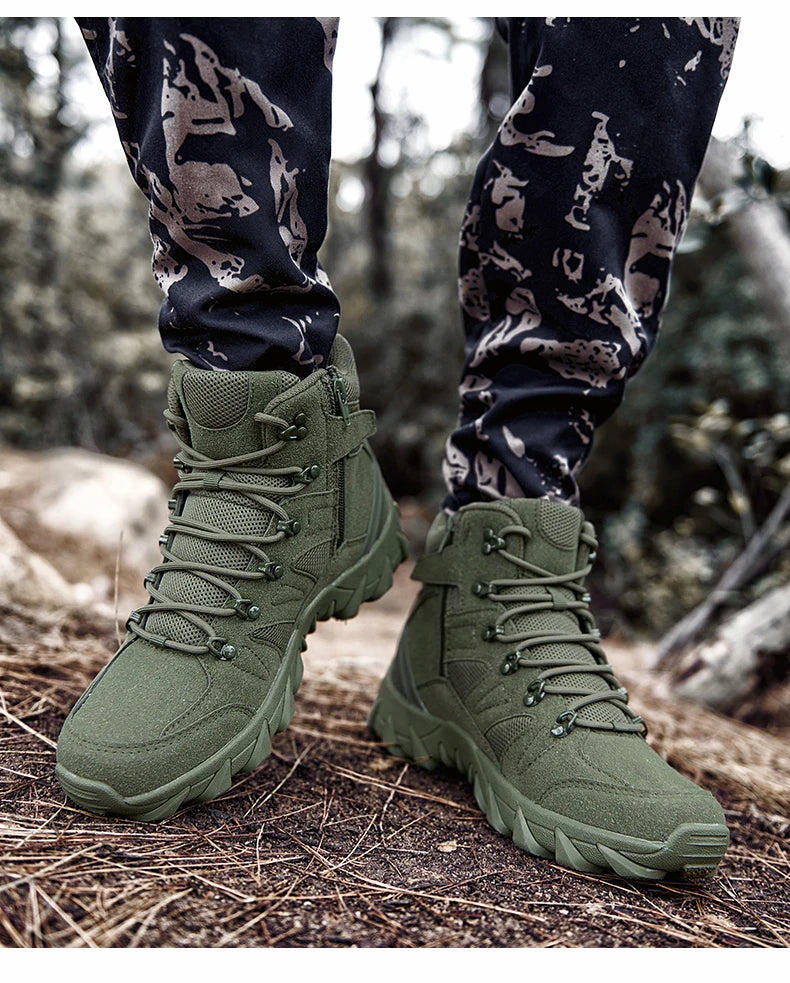 Botas Táticas de Combate Melhoradas para Homem, Calçado Outdoor de Treino, Campismo, Antidesgaste, Resposta Rápida, Caminhada, Pesca e Caça