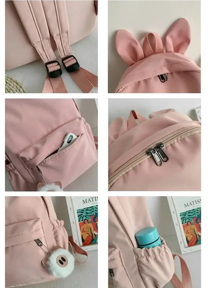 New Fortnite Cartoon Backpack Boy Girl Casual Schoolbag Large Capacity Student Bag Rabbit Ears Travel Backpack Stationery Gift
