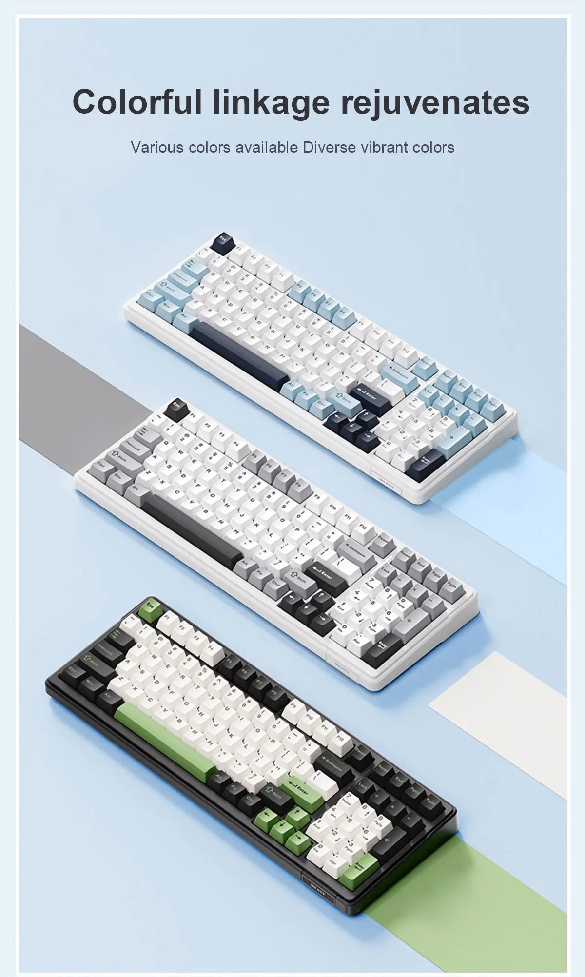 Teclado mecânico AULA F99 Bluetooth 5.0/2.4G sem fios/com fios, teclado gaming com montagem gasket, 99 teclas, personalizável