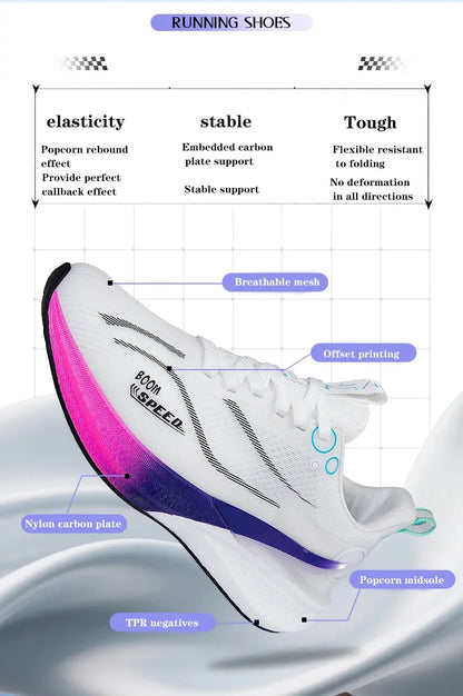 Men Carbon Board Running Shoes Marathon Long-Distance Running Sports Shoes Support Stable Casual Women Breathable Running Shoes