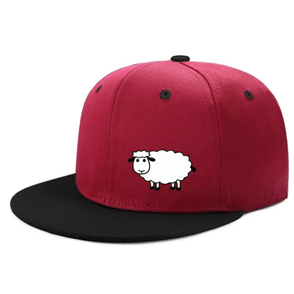 Casquette de baseball unisexe ajustable - Casquette de style urbain à visière plate avec motif de mouton : un accessoire décontracté, polyvalent et personnalisable