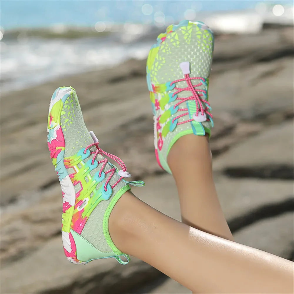 Men Women Water shoes Upstream Wading Swimming Barefoot Five Fingers Aqua Shoes Colorful Beach Seaside Light Unisex Sneakers New