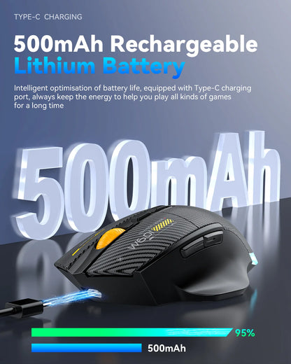 Rato Gaming Sem Fios Bluetooth, 12800 DPI, Rato RGB com Fio/Sem Fios com 7 Botões Programáveis, para PC e Portátil, Gaming