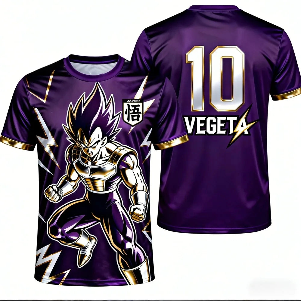 T-shirt de verão 2026 Dragon Ball para homem, respirável, com estampado 3D, casual, familiar, unissexo, para criança, jersey desportivo de futebol e treino