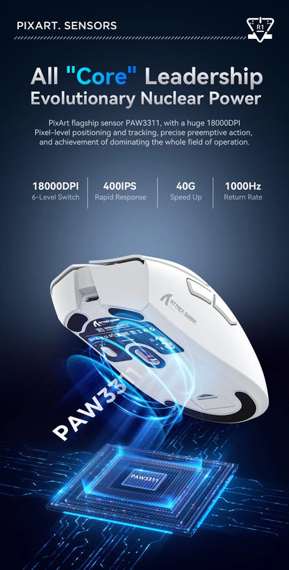 Attack Shark R1/X11 Tri-Mode Wireless Gaming Mouse, 18,000 DPI PAW3311 Bluetooth, 2.4GHz & Wired Lightweight Programmable Gaming Mouse for PC & Laptop