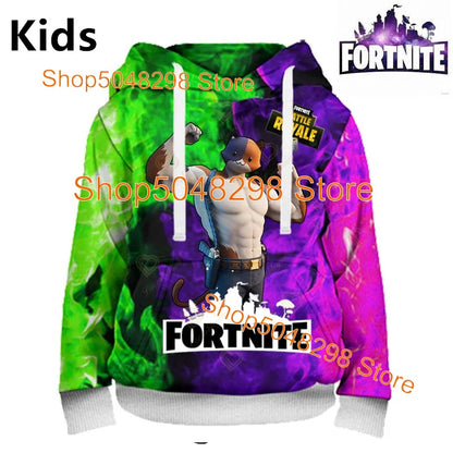 Sweatshirt com Estampado de Herói Fortnite, Jogo Popular, para Rapazes e Raparigas, Roupa 3D Casual, Hoodie para Crianças, Adultos, Homens e Mulheres, Pullover de Primavera e Outono