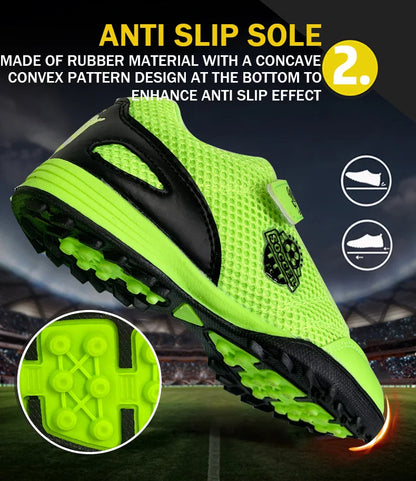 Boys' and Girls' TF Children's Football Shoes Hook and Loop Football Boots No Spikes Lacrosse Beginner Cricket Shoes Baseball Shoes