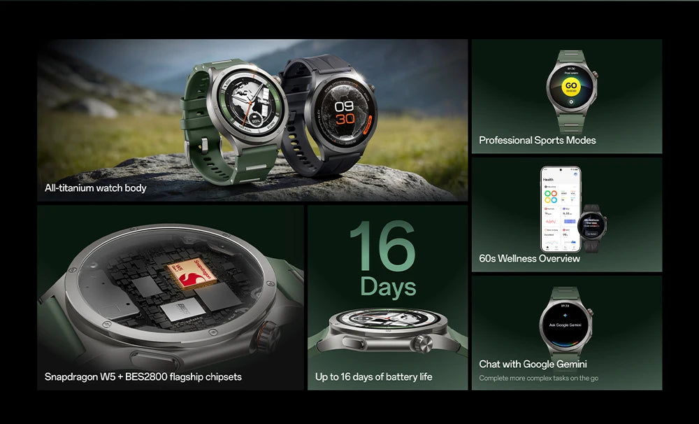 Global version OnePlus Watch 4 Smartwatch 1.5 inches Wear OS by Google Snapdragon W5 up to 16 days Google Wallet Chat with Google Gemini