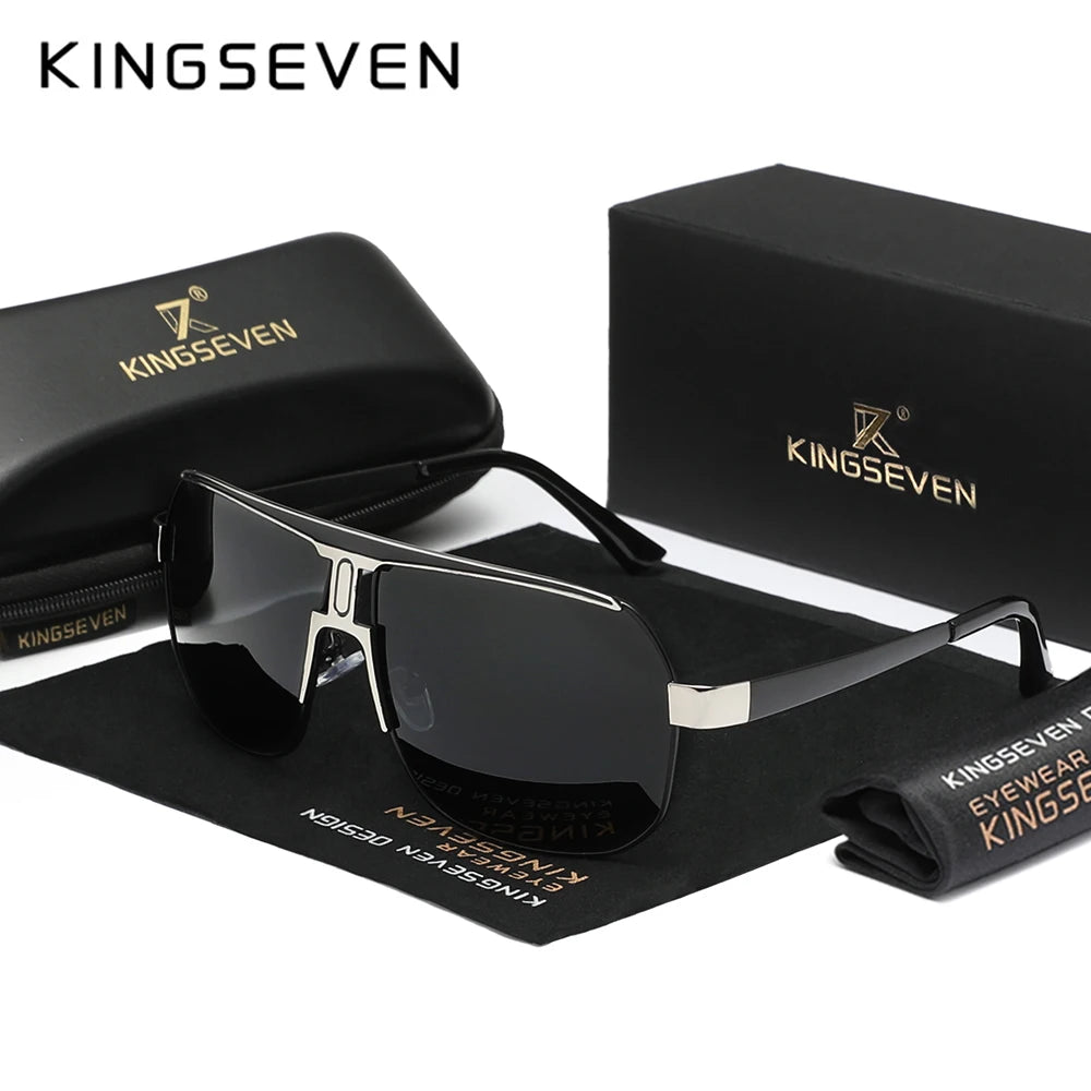 KINGSEVEN Men Women Polarized Alloy Square Oversized Frame Sunglasses Driving Sun Glasses Shades Oculos Masculino Male