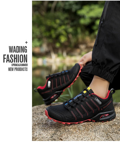 Men's Waterproof Hiking Shoes Outdoor Breathable Travel Walking Shoes Tactical Training Shoes Comfortable Lockless Cycling Shoes