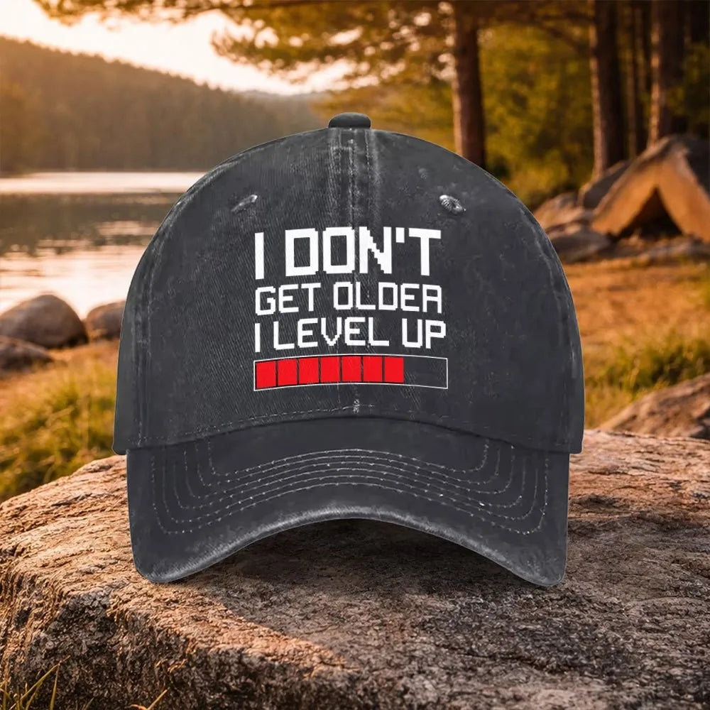 Gamer Level Up födelsedagsbaseballkeps i tvättad bomull, justerbar utomhus-truckerhatt