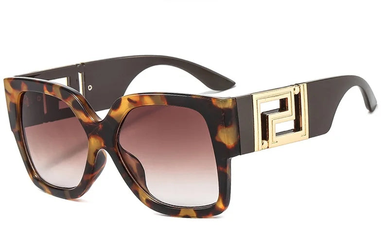 Light Luxury Square Large Frame Sunglasses With Hollow Temples, Personalized Catwalk Sunglasses, Women's Casual Sunglasses UV400