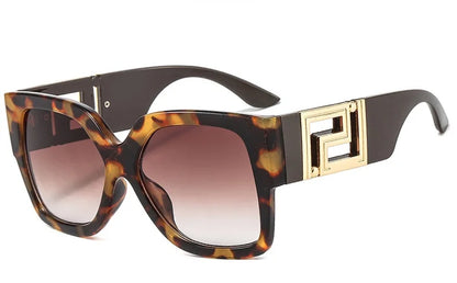 Light Luxury Square Large Frame Sunglasses With Hollow Temples, Personalized Catwalk Sunglasses, Women's Casual Sunglasses UV400