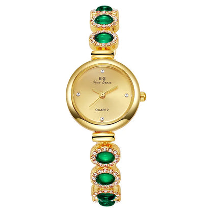 Famous Brand Women's Quartz Watches Luxury Green Gemstone Bracelet Watch Gift Female Wristwatch Dropshipping Relojes Para Mujer