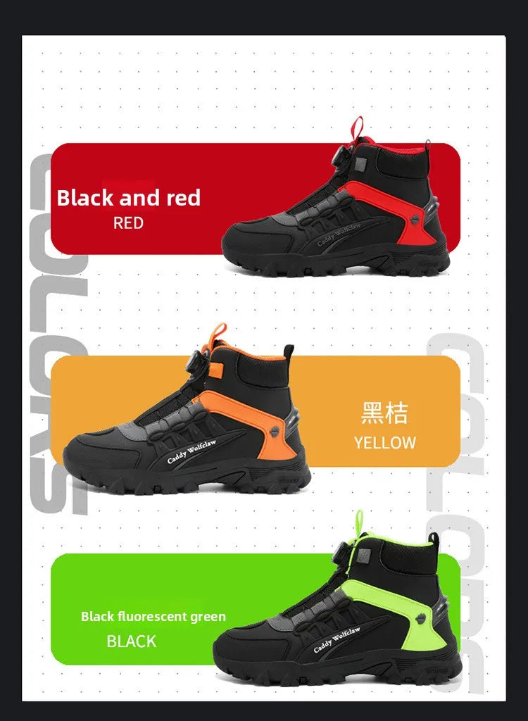 Casual Leather Motorcycle Riding Boots for Men Off-Road Motocross Shoes Breathable Wear Resistant