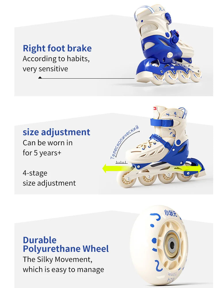 Inline Skates boy black Adjustable Size pink girl Children Sports Rollerblades High Speed new LED Light Up Professional