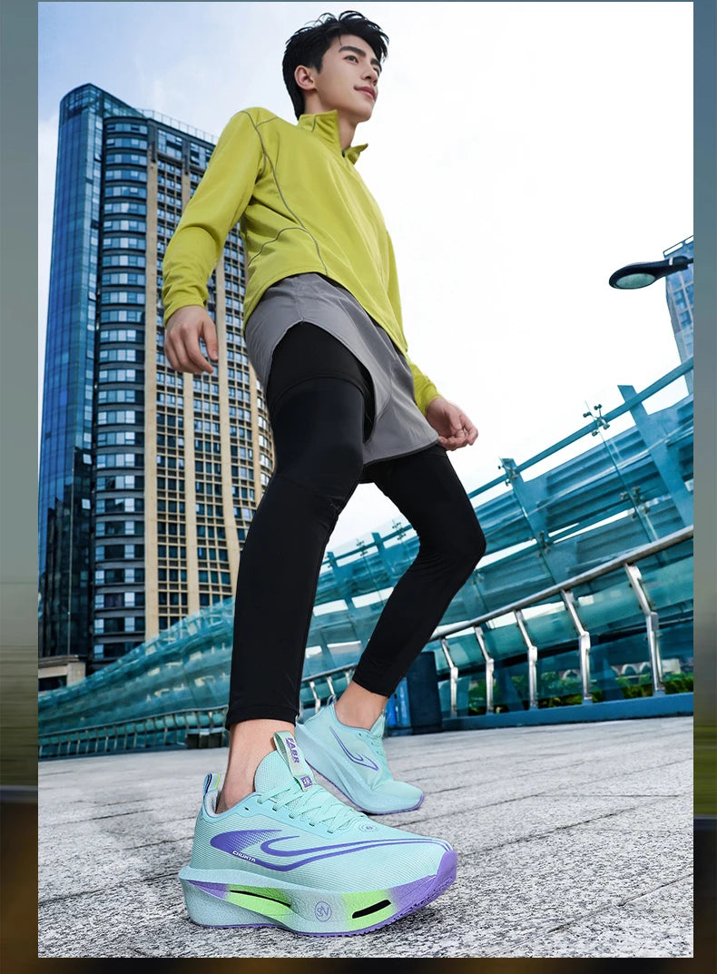 Carbon board men's and women's anti slip running shoes, professional marathon sports breathable mesh CHUNTA sports shoes