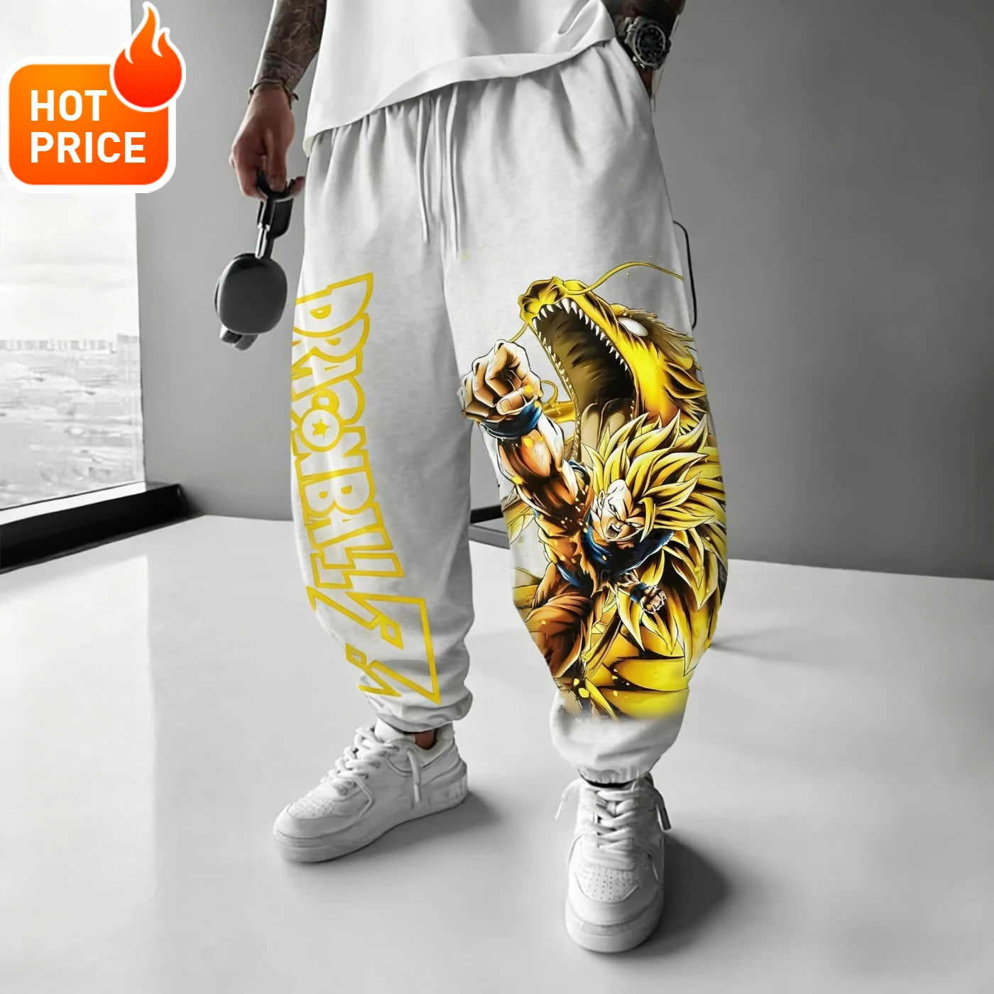 Son Goku Anime Dragon Ball Men's Harajuku Super Saiyan Winter Cotton Pants Streetwear Women Casual Cuffed Sweatpants Unisex Y2K