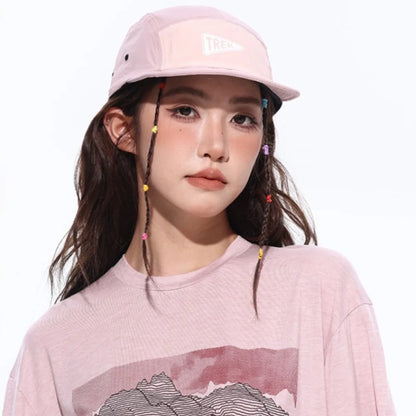 Casquette de baseball à 5 panneaux et à visière courte, brodée - Casquette de soleil pour femme, en maille respirante à séchage rapide, légère, élégante et polyvalente