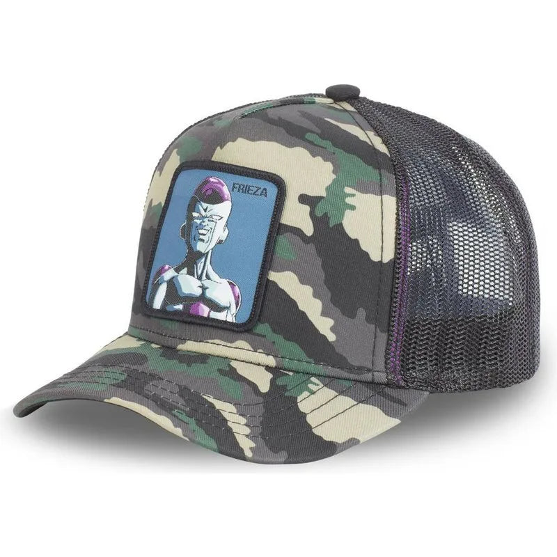 Casquette Dragon Ball Son Goku pour l'été : casquette de voyage à visière, pour homme, brodée, style hip-hop, visière pare-soleil, casquette trucker ajustable en maille