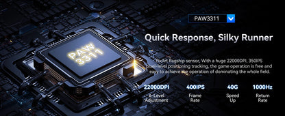 Безжична геймърска мишка ATTACK SHARK X11SE, Tri-Mode, суперлека 63g със сензор PAW3311, 22000 DPI, батерия 300mAh, двоен драйвер