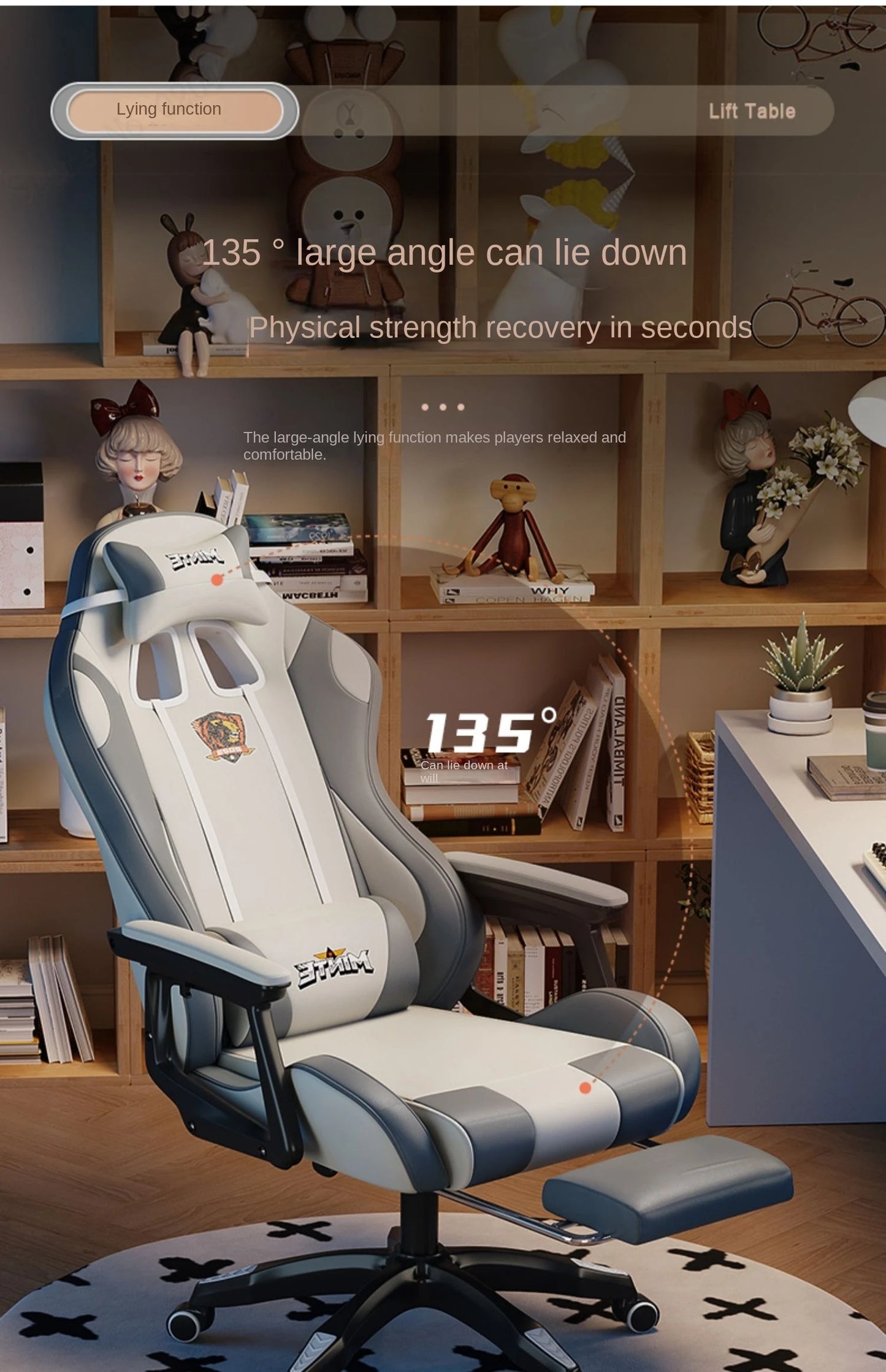 2024 New Modern Computer Office Chair Home Comfortable Dormitory Study Anchor Gaming Swivel Backrest Sofa Lifting Chair