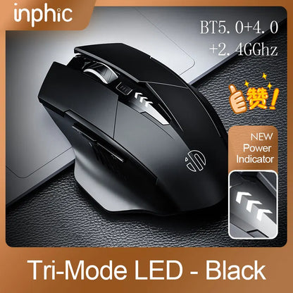 INPHIC A1 Bluetooth Wireless Mouse Rechargeable Tri-Mode 2.4G Optical Mouse for Laptop, Mac, PC, Tablet & Mobile with 1600 DPI