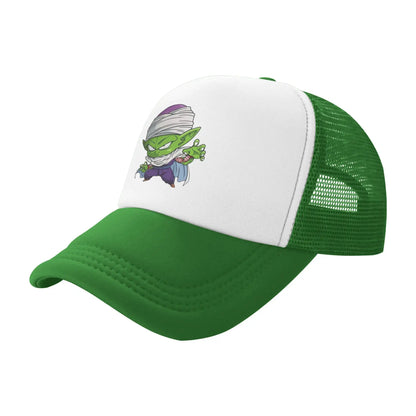 Dragon Ball  Kid Buu Trucker Cap Unisex  Hats Sun Caps Trucker Cap Adjustable Polyester Mesh Baseball Cap Summer, produit gaming premium Fraquane