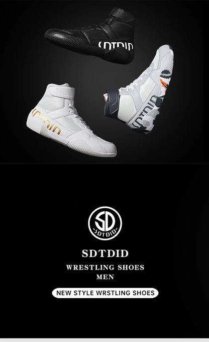 New Men's Large Wrestling Shoes Mesh Breathable Boxing Shoes Anti slip Wear Resistant Sneaker Fashionable Casual High Sport Shoe