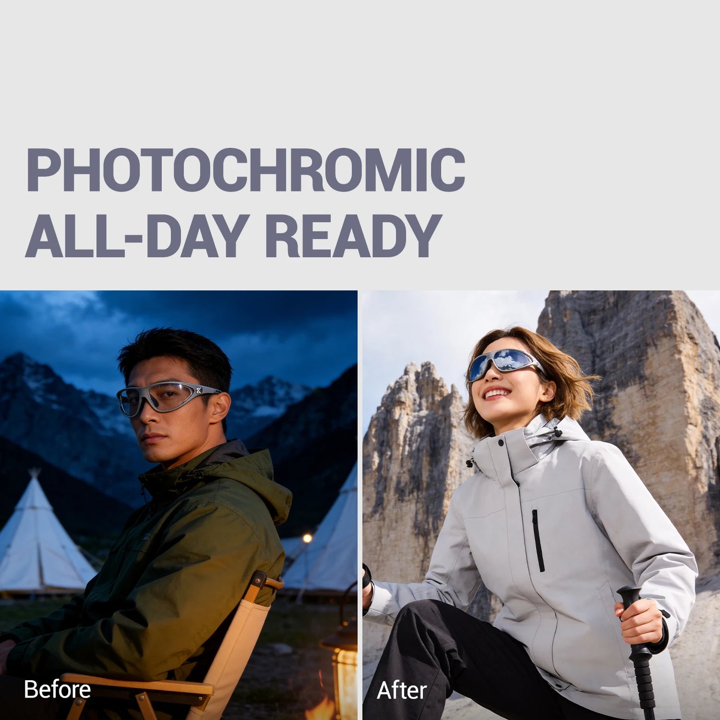 Kapvoe Hiking Sunglasses Camping Fashion Sunglasses for Men Photochromic Cycling Glasses MTB Bike Goggles Fishing Eyewear Sports