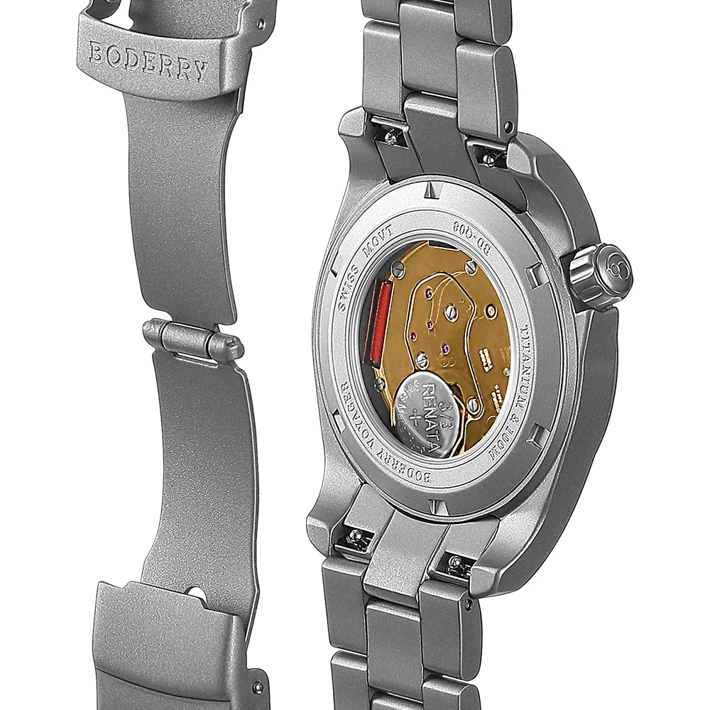 Boderry Field Watch Titanium Quartz Watches VOYAGER 38 Mens 100M Waterproof Clock Military Sport Luminous Business Wristwatch