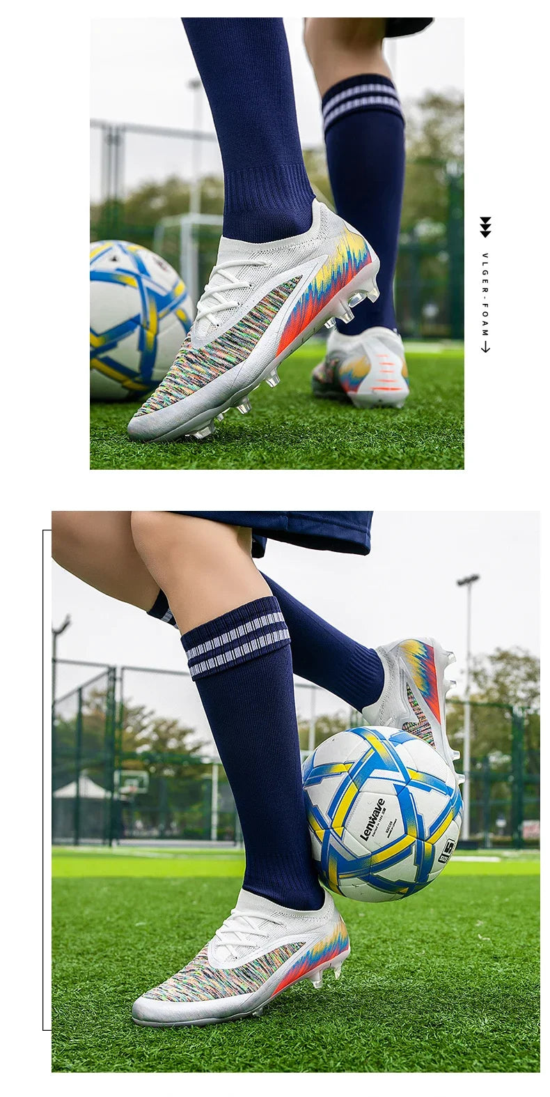 New Men Football Boots Shoes FG Soccer Shoes Non-Slip Cleats Ultralight Soccer Match Long Spikes Outdoor Training Drop Shipping