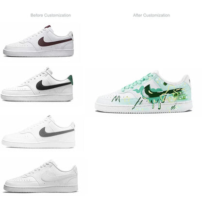 Custom Sneakers Nike Court Vision 1 "Mint Gorgeous"  Huiya Handcrafted  High Street Campus  Non-Slip Men's Sneakers