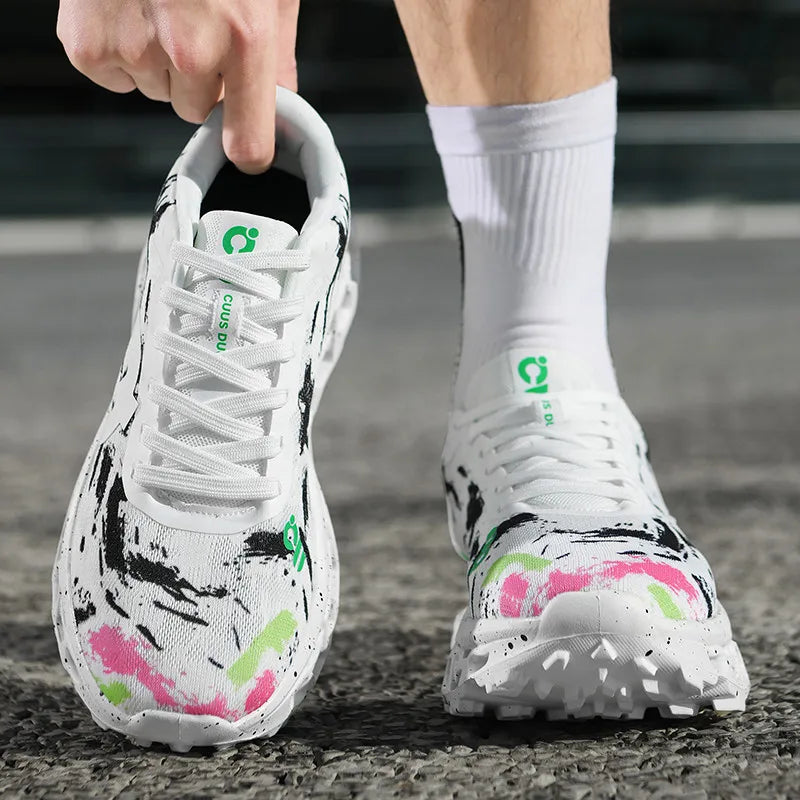 Męskie buty sportowe amortyzujące, do joggingu, antypoślizgowe, z oddychającą siateczką, z miękką podeszwą, do biegania, na świeżym powietrzu, do fitnessu, sznurowane buty sportowe