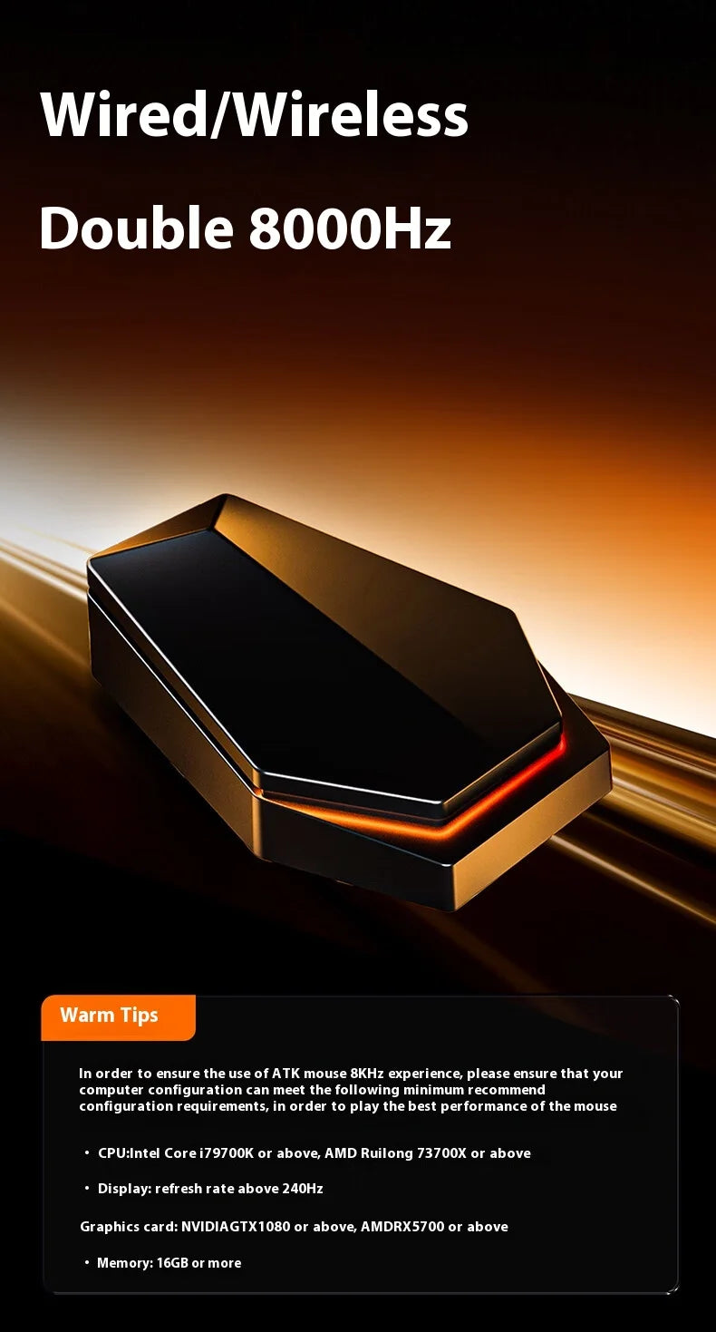 Rato Gaming Sem Fios ATK A9 Plus A9/A9 SE/A9 Pro Tri-Mode 8K Leve A9 Ultimate E-sports PC Presente Personalizado