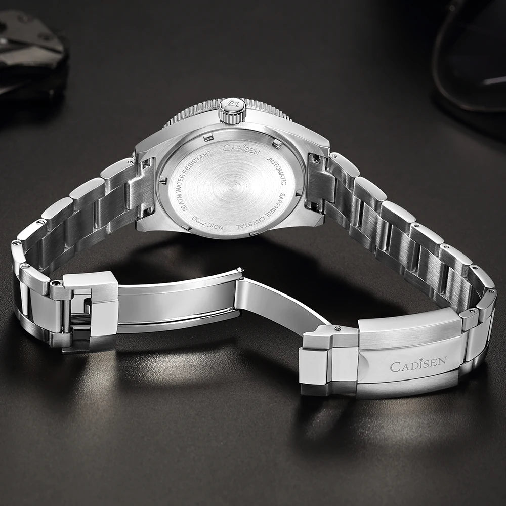 CADISEN New 38mm Diver Mens Watch Japan 8215 Automatic Mechanical Sapphire Glass Date Luminous 100M Waterproof Wrist watch Men